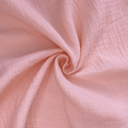 Ткань Муслин Жатый, цвет Нежно-Розовый (на отрез)  в Лосино-Петровском