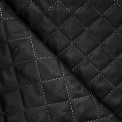 Стеганая подкладочная ткань с синтепоном (100гр/м2), цвет Черный (на отрез)  в Лосино-Петровском